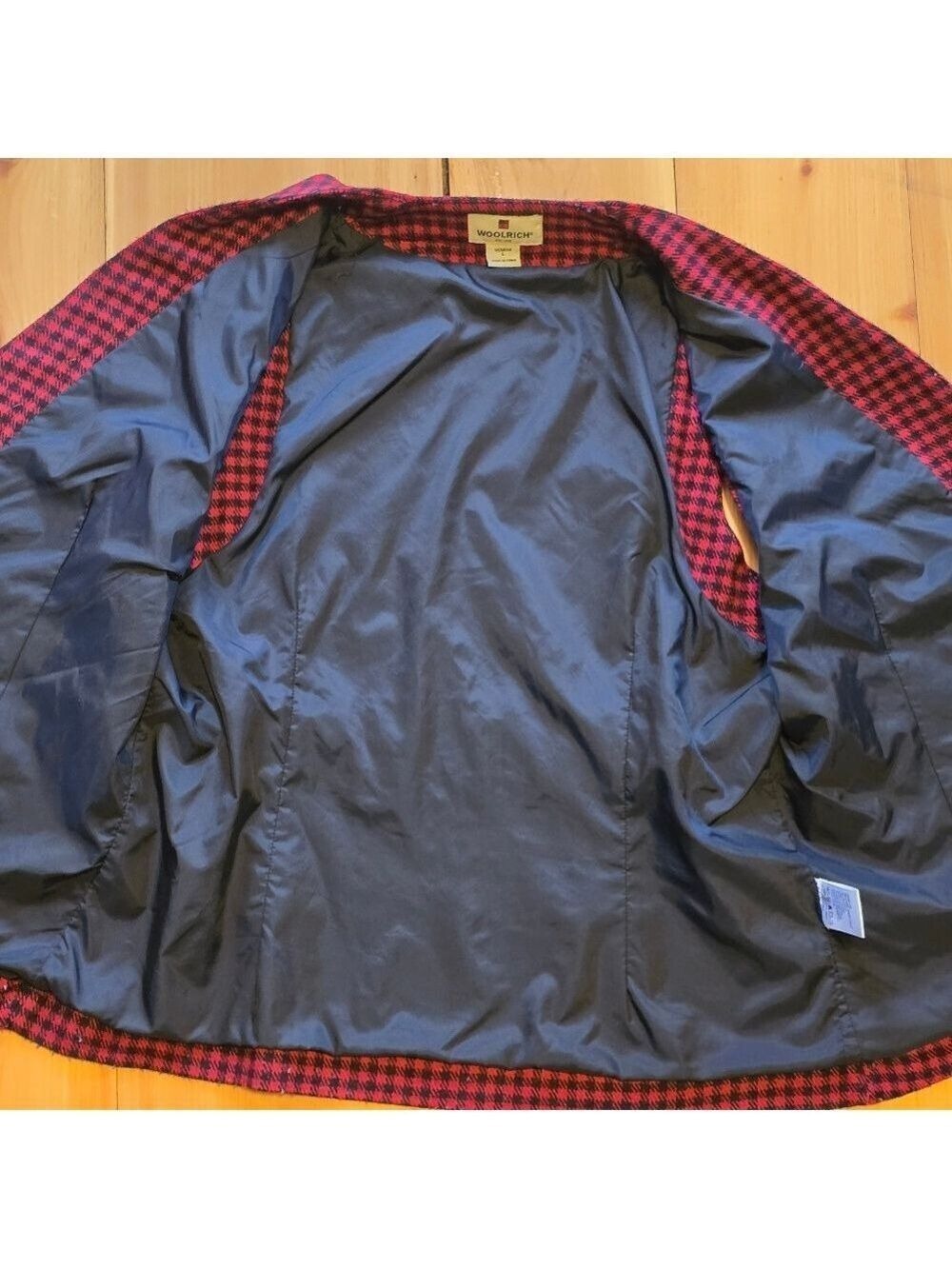 Vintage Women's Red Buffalo Check Fitted Wool Blend Vest wirh Pockets Size L - Picture 10 of 10